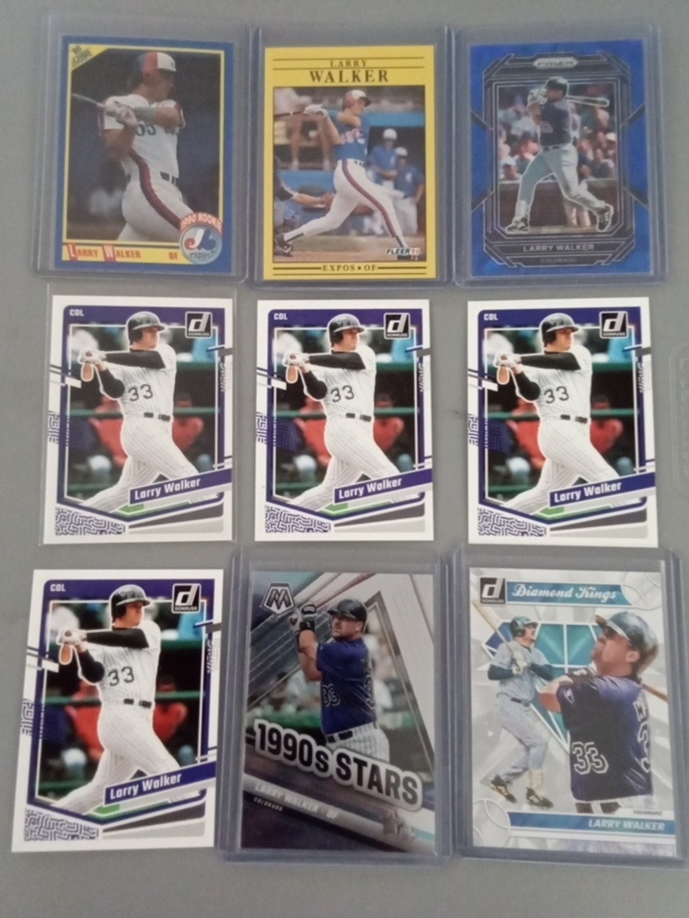 Larry Walker Baseball Card Lot - Multi-Brand Set in Blue/White/Black
